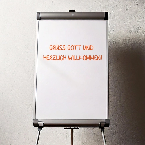 Flipchart mit Gruß